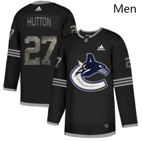 Mens Adidas Vancouver Canucks 27 Ben Hutton Black Authentic Classic Stitched NHL Jersey